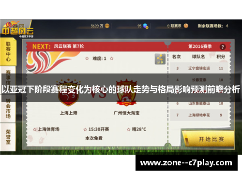 以亚冠下阶段赛程变化为核心的球队走势与格局影响预测前瞻分析